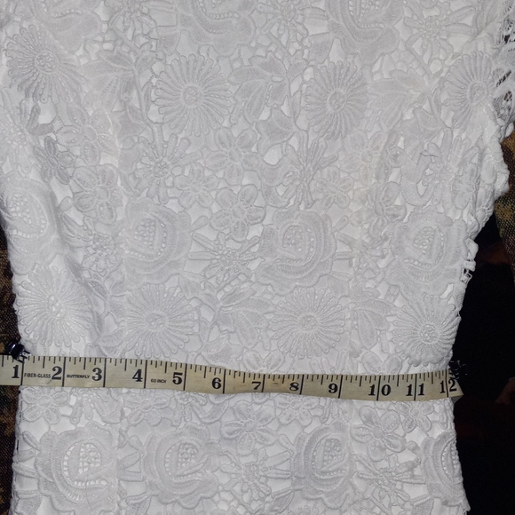 Lulu's white lace open back dress. - Picture 9 of 16